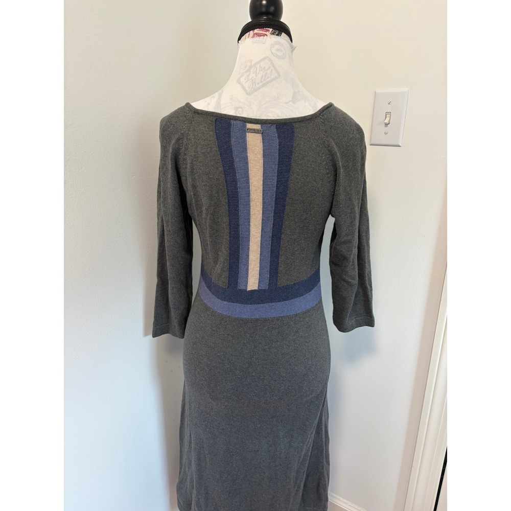 prAna Sweater Dress Women S Boho Mountain Chic Grey Blue Geometric Toggle Knit - Picture 5 of 6